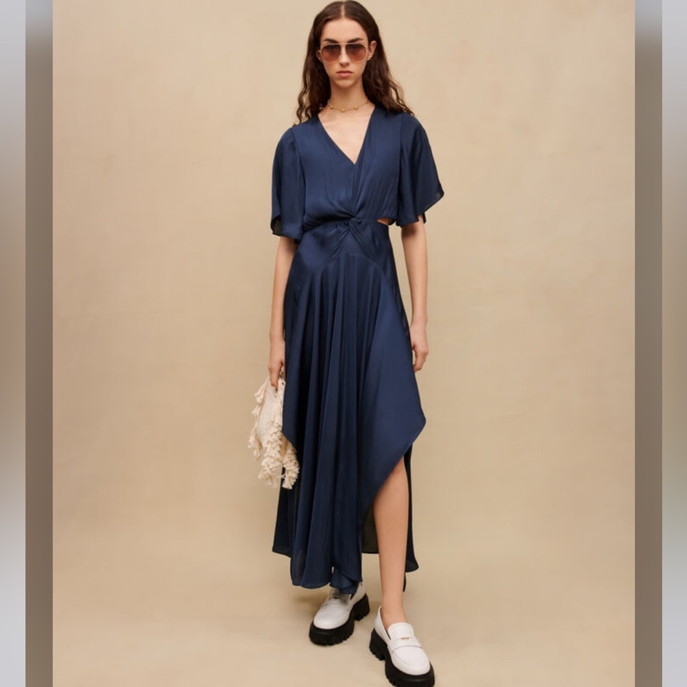 Maje FLOWING SATIN SCARF DRESS
